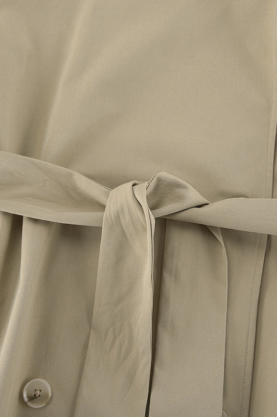 Elegant Khaki Belted Trench Midi Coat for Timeless Style