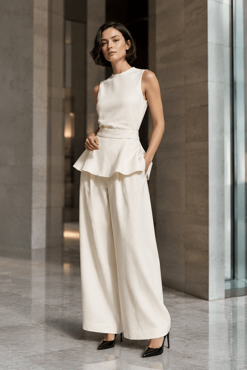 Sleeveless Minimalist Two Piece Work Set