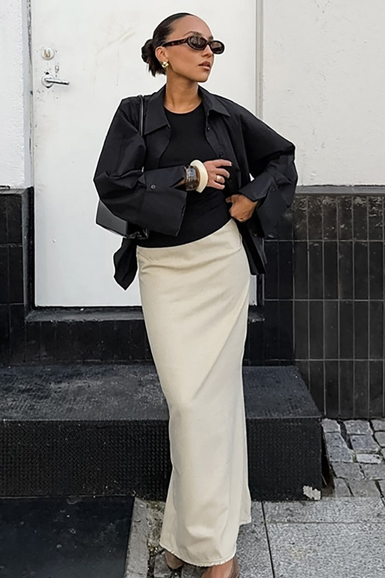 Cotton Straight Maxi Skirt
