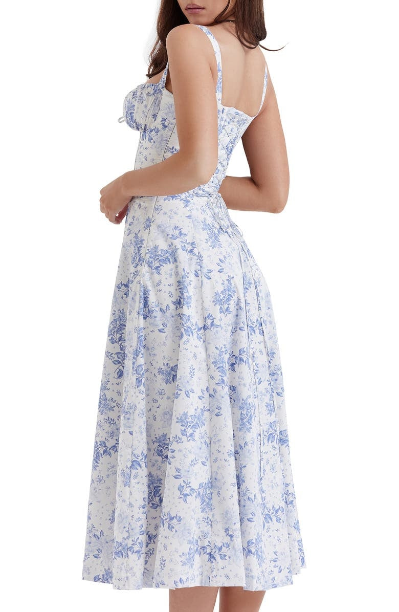 Floral Spaghetti Strap Ruched Fit and Flare Midi Dress - View 10