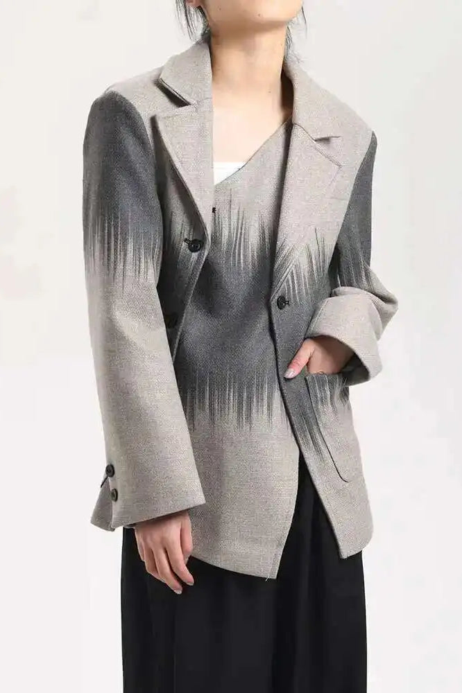 Irregular Button Woolen Blazer