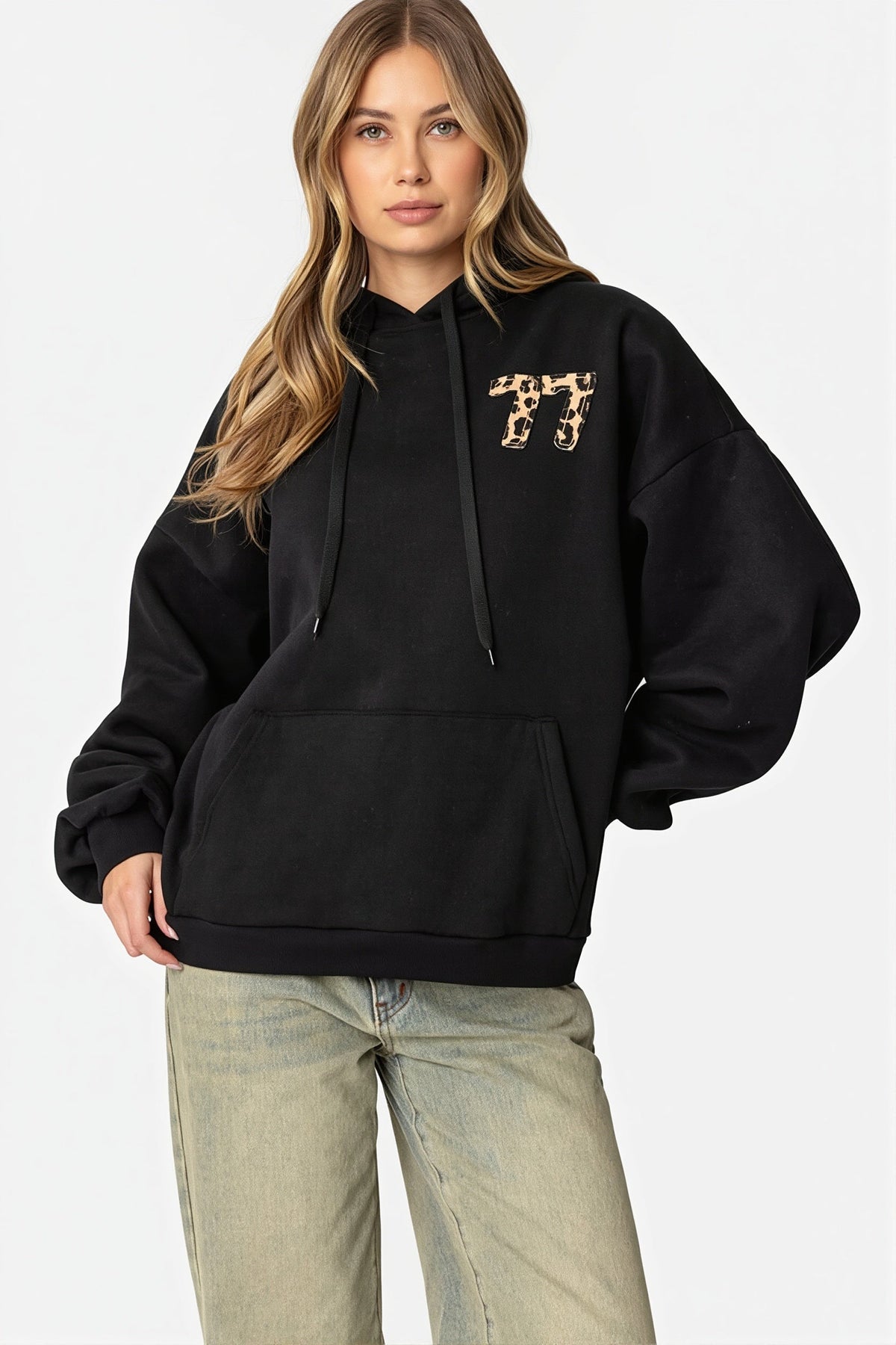 Number Graphic Oversized Pullover Hoodie 2