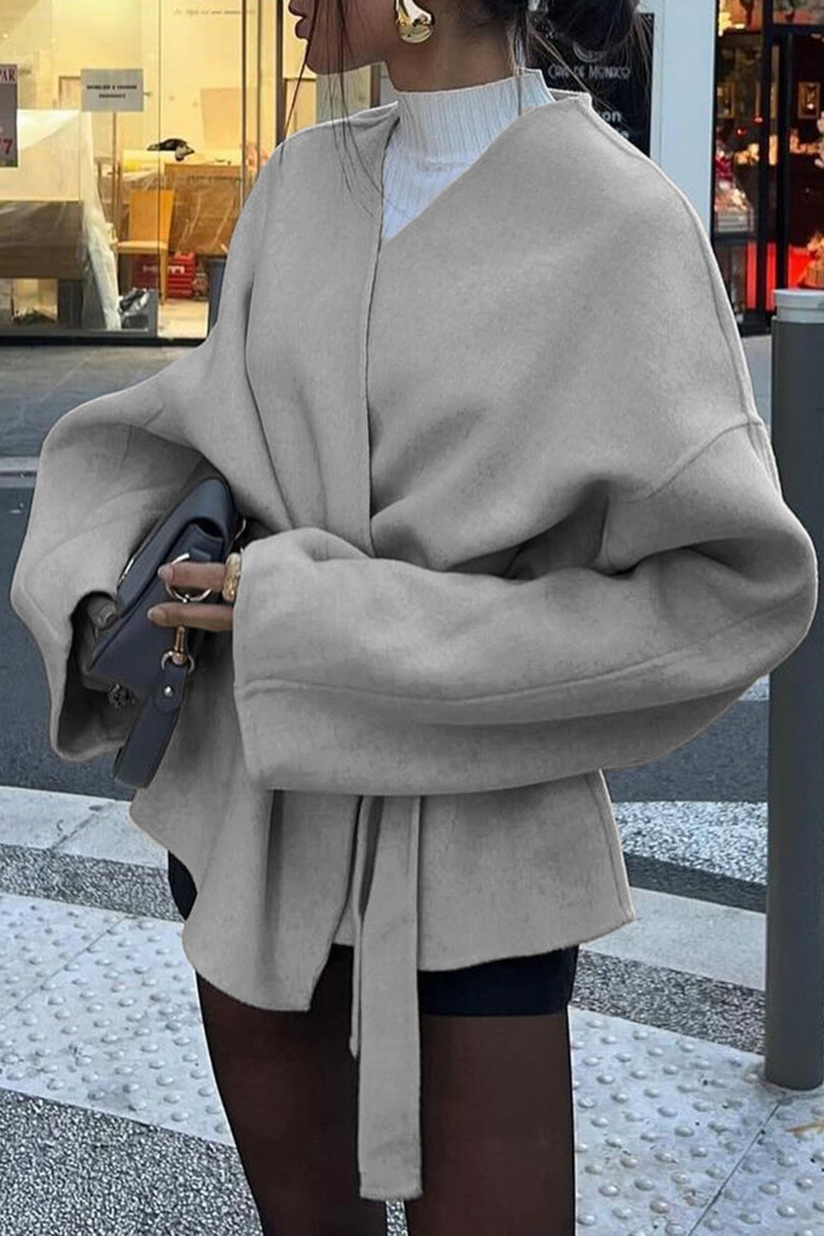 Tailored Long Sleeve Belted Trench Coat - Fashionpara