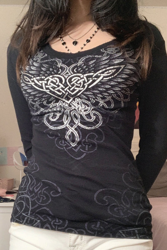 Heart Wings Slim Fit Ribbed T-shirt