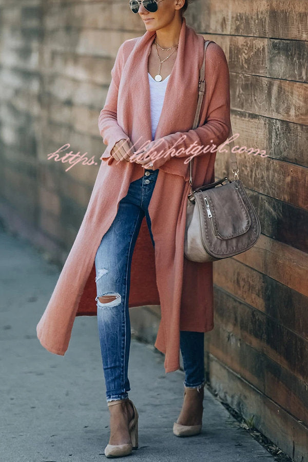 Lady Rin Oversized Drape Neckline Knit Cardigan for Comfort