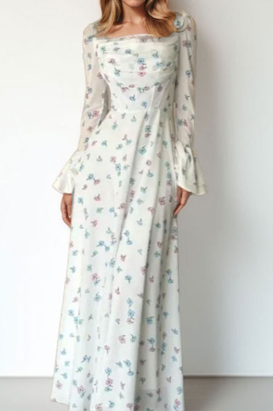 Off-Shoulder Waist-Cinched Solid Party Dress