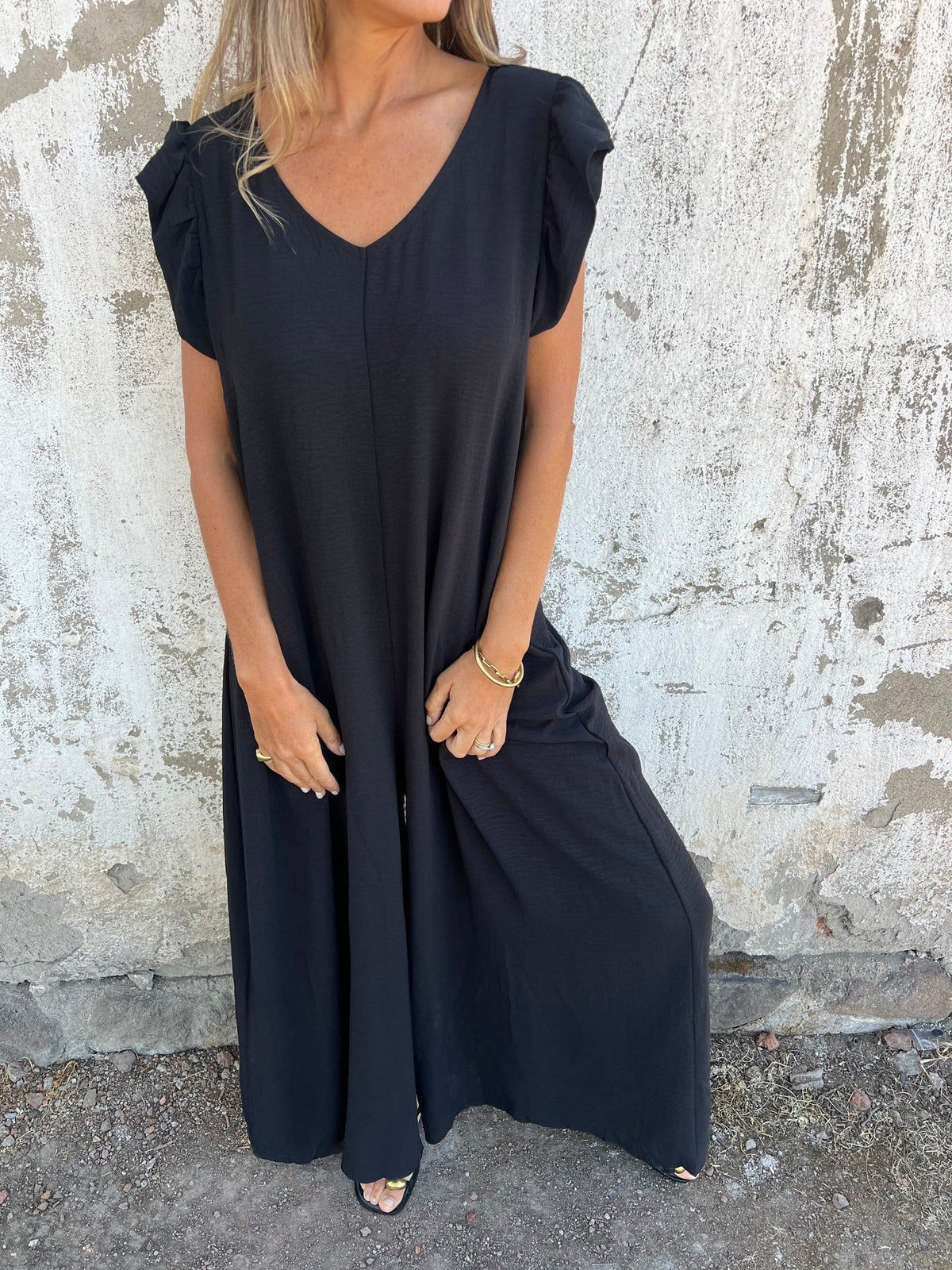 Leopard Print V-Neck Ruffle Sleeve Pocket Maxi Dress 16