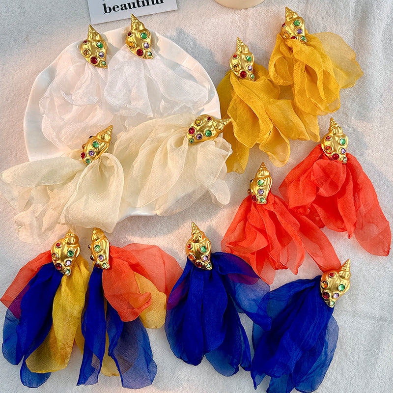 Handmade Fabric Conch Earrings