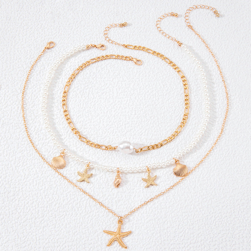 Starfish Shell Multi-layered Necklace
