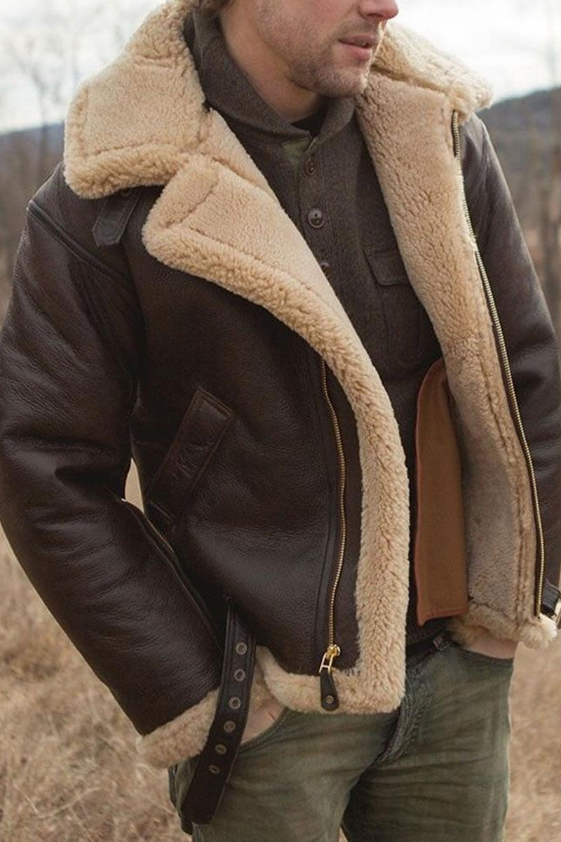Men's Winter Fleece Coat Casual Military Bomber Jacket Stand Collar Cotton Cargo Outwear - Fashionpara