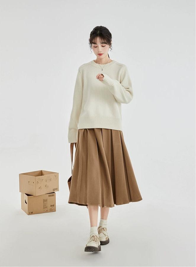 Drop Shoulders Ribbed Crewneck Sweater 8