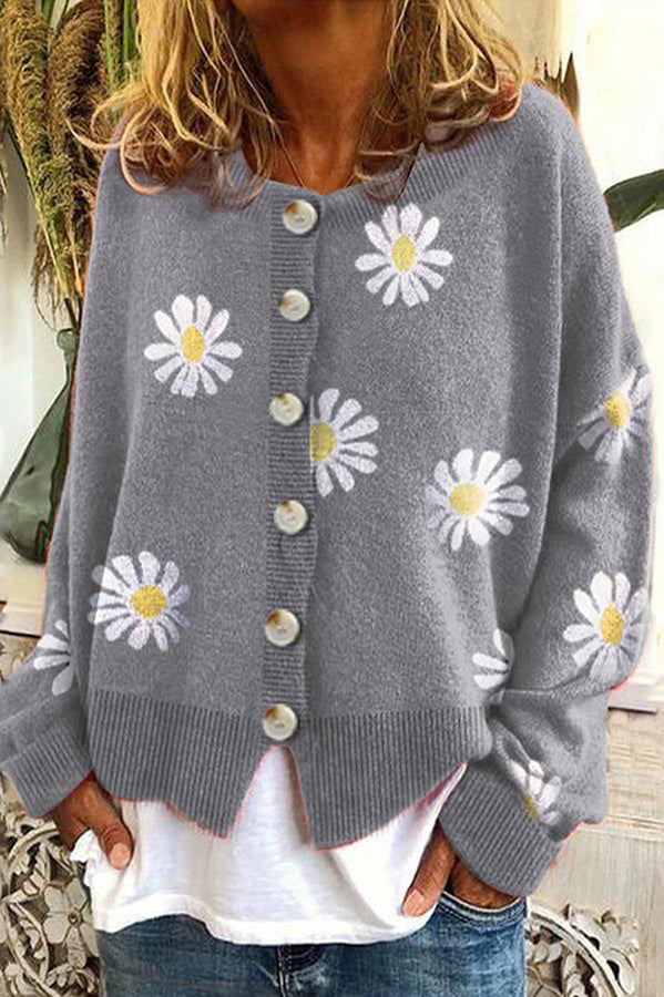 Chrysanthemum Embroidered Cardigan Coat for Elegant Style