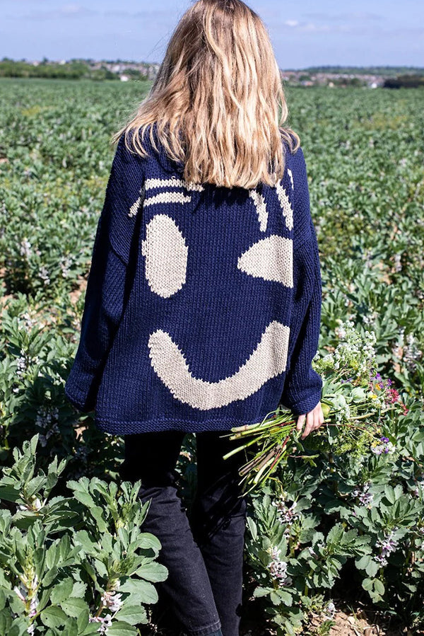 Colorful Smiley Face Pullover Sweater for Comfortable Style