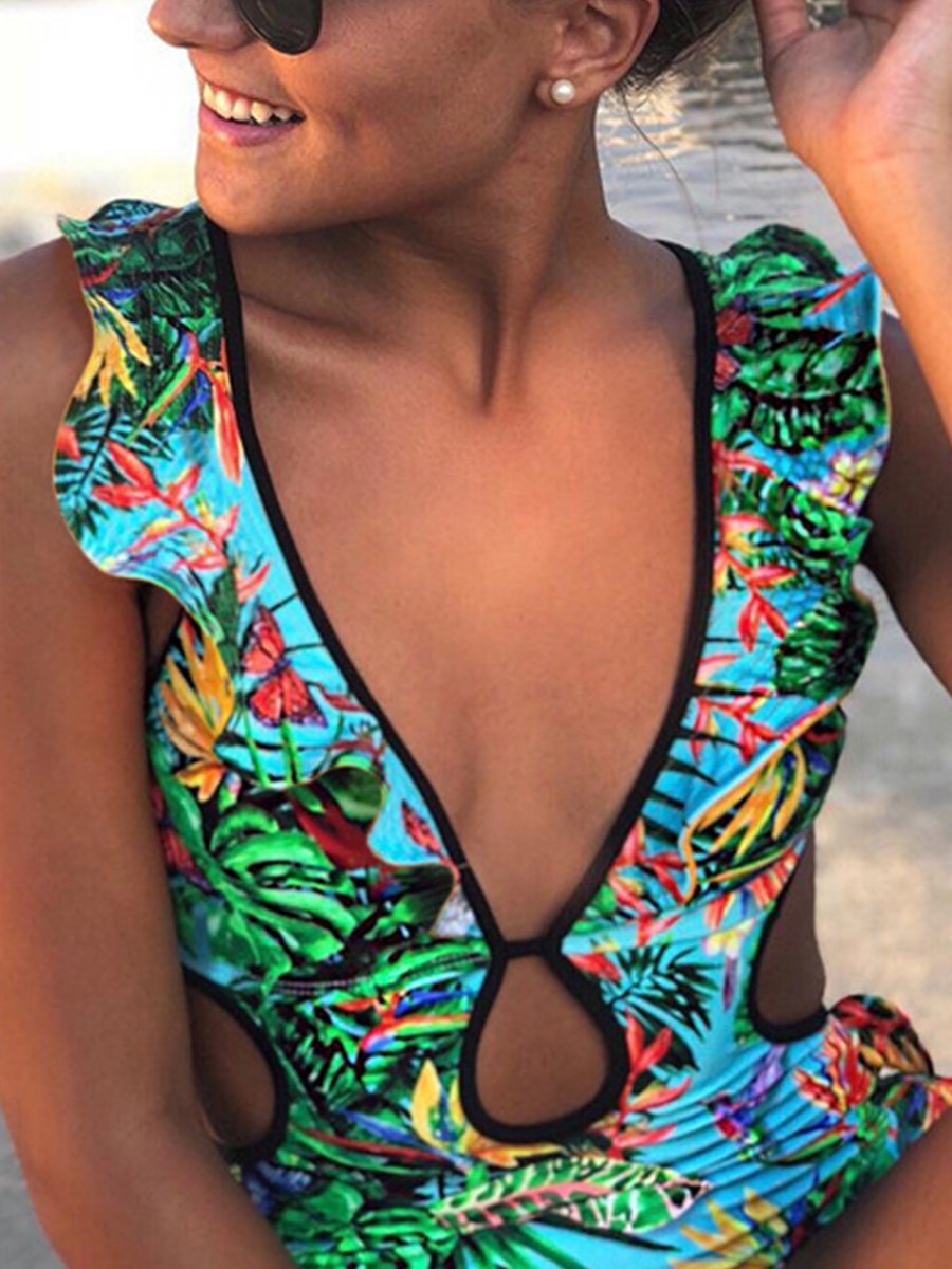 Printed One-piece Swimsuit - Fashionpara