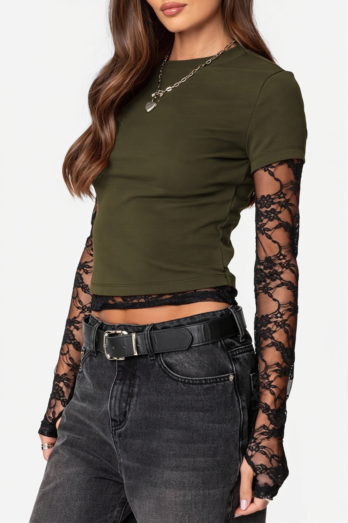 Lace Layered Long Sleeve Blouse