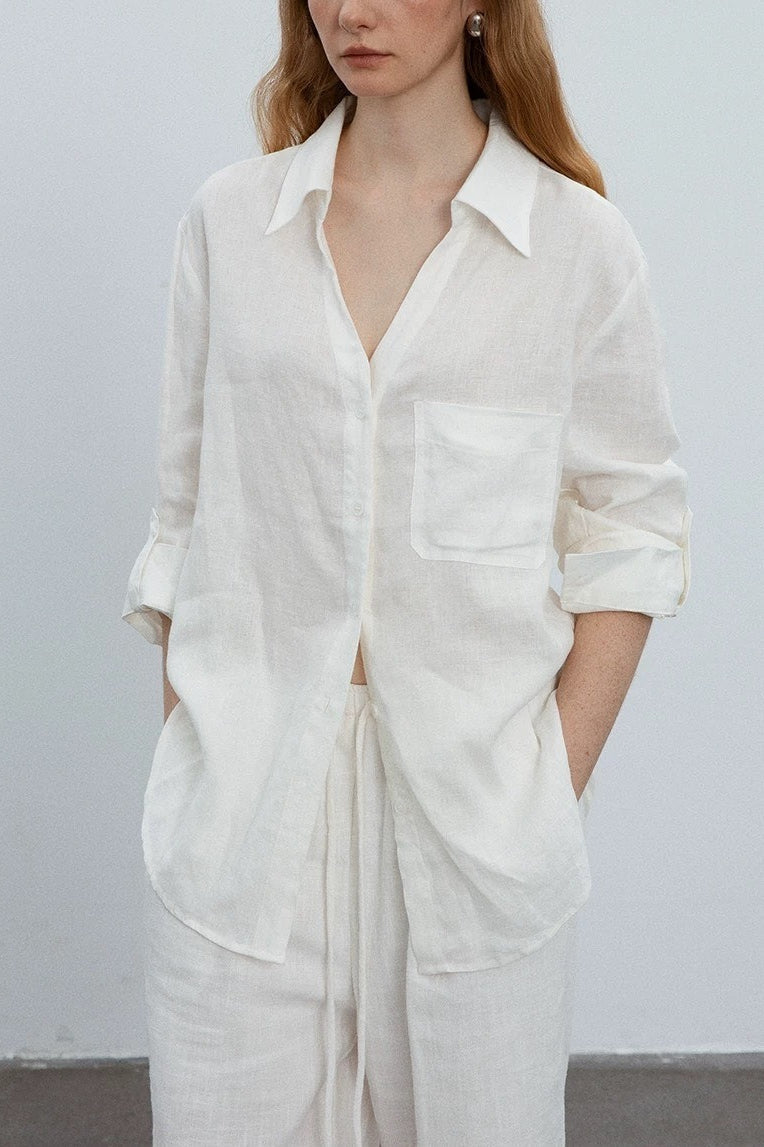 Minimalist Casual Vibe Linen Loose-fit Blouse