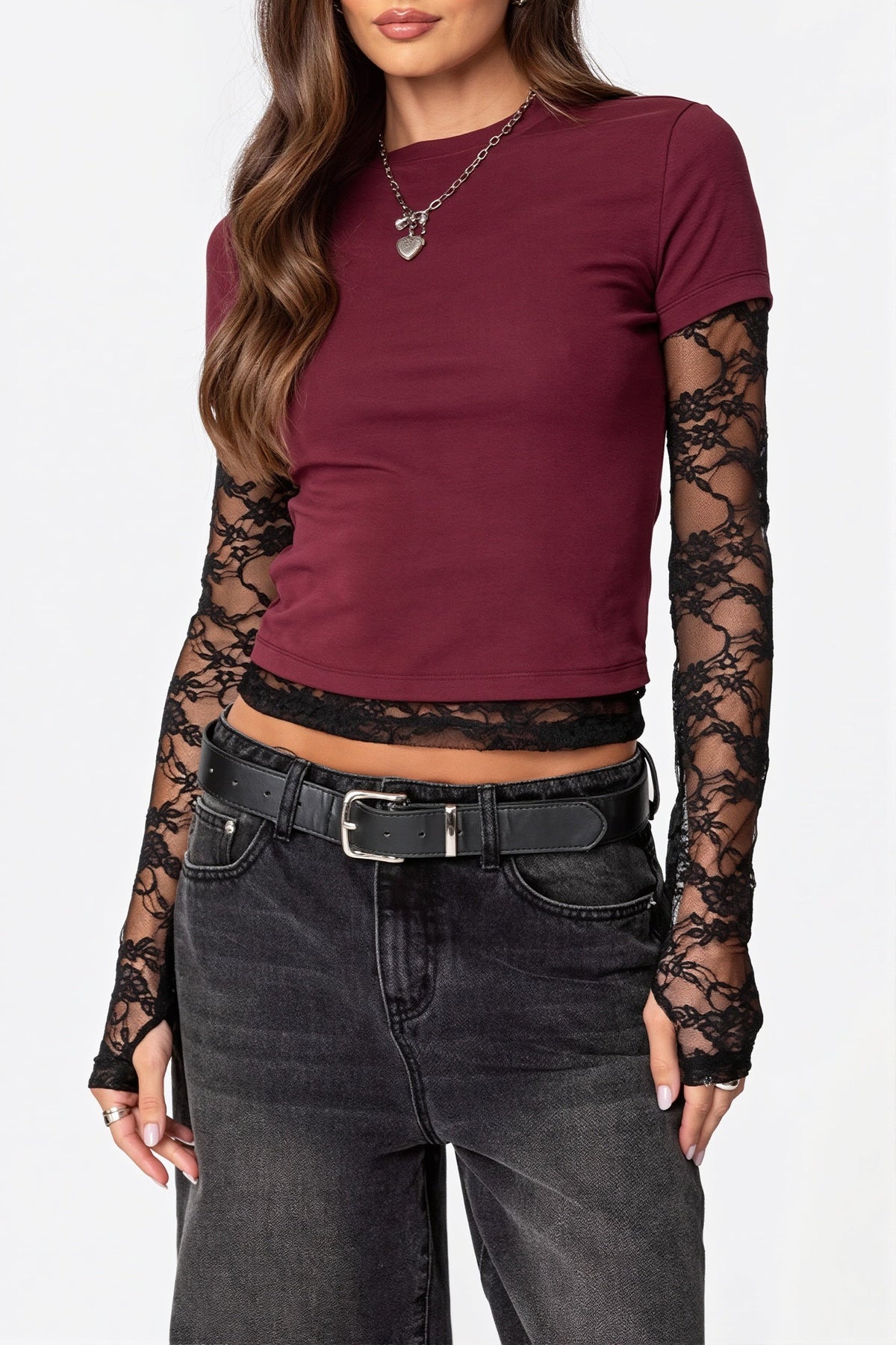 Lace Layered Long Sleeve Blouse