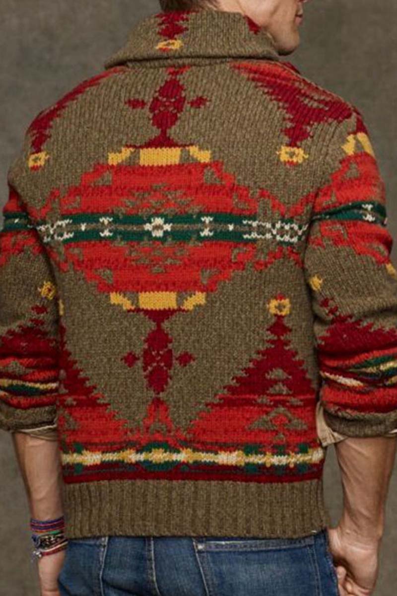 Uniqshe Men's Lapel Single Breasted Long Sleeve Cardigan Jumper Jacket  Fashionpara