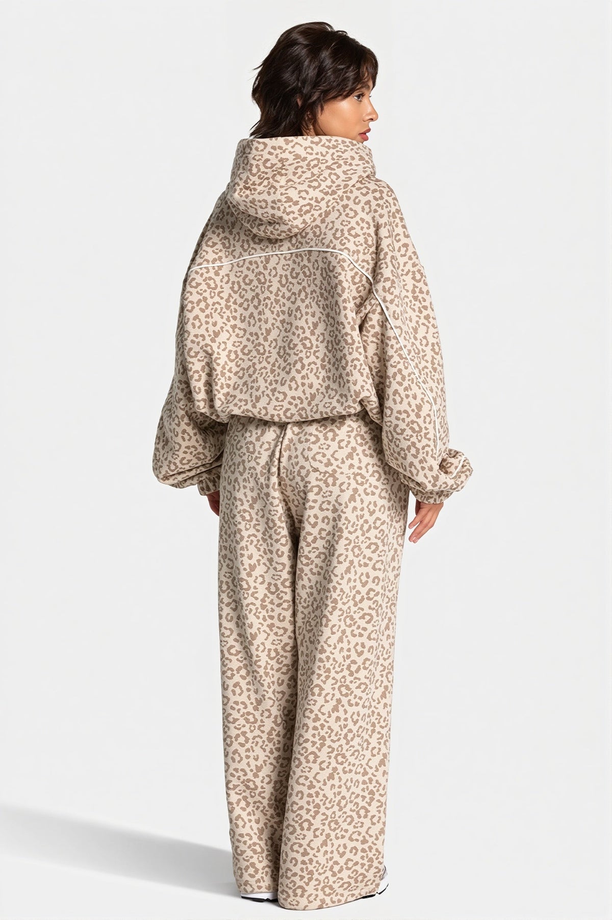 Leopard Hooded Casual Two Piece Set