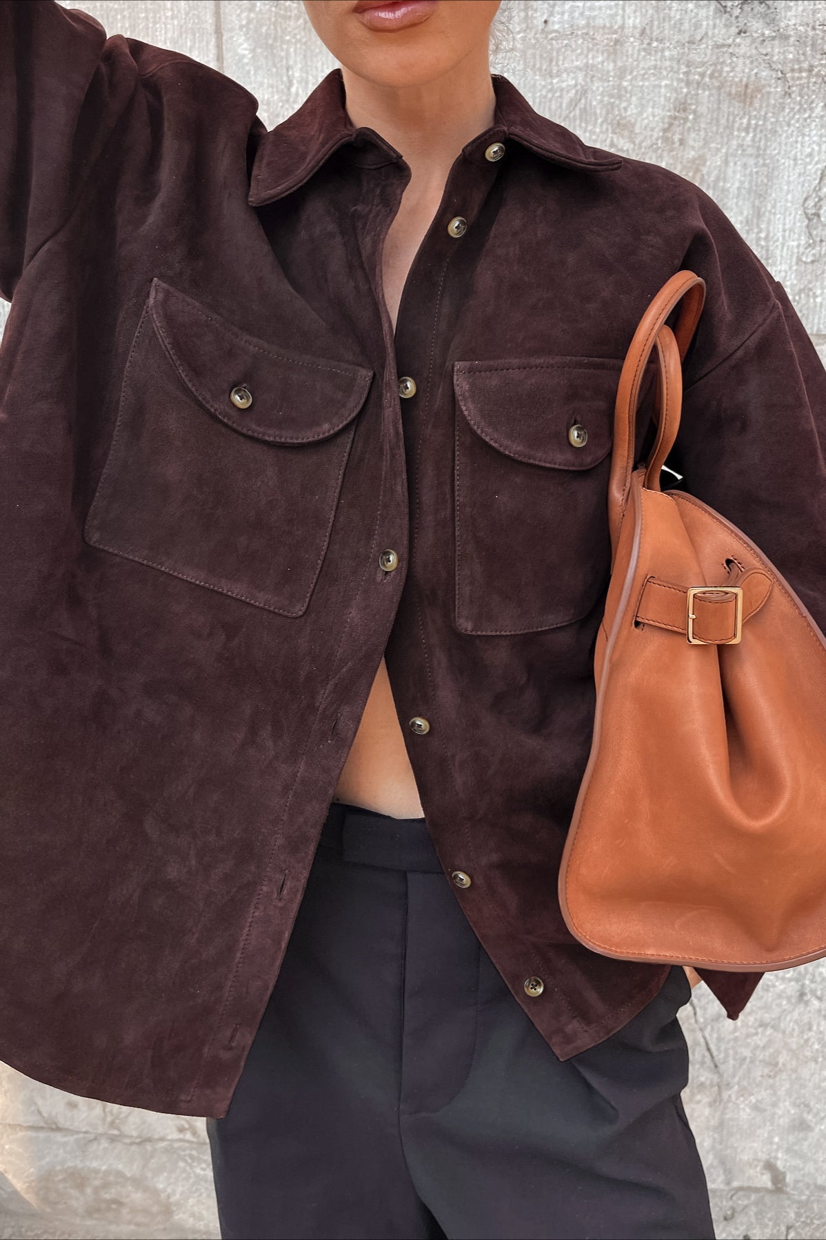 Chic Brown Suede Loose Blazer Coat for Effortless Style