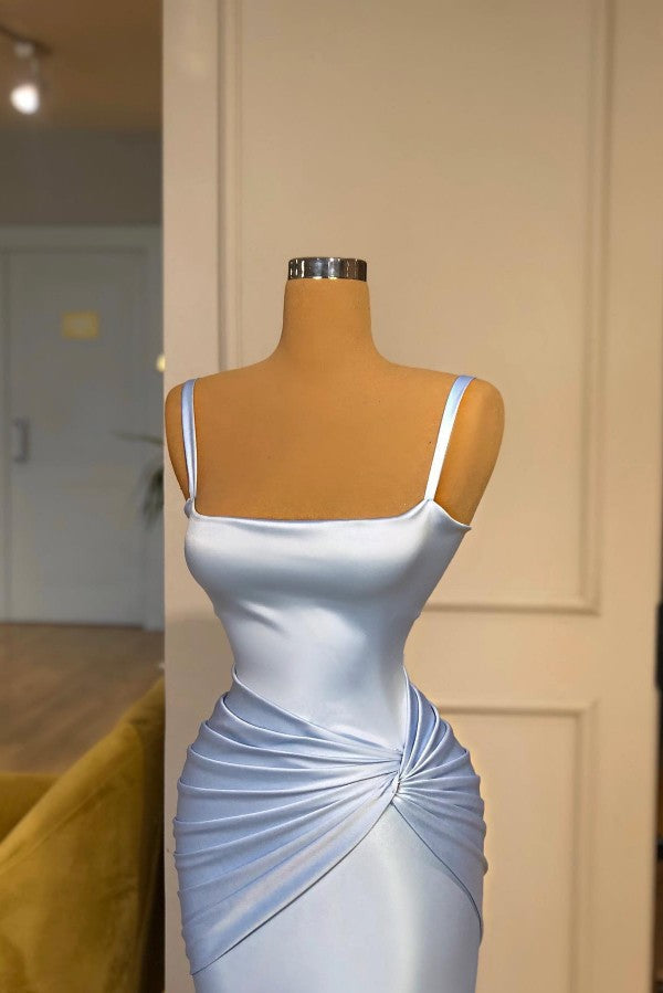Baby Blue Straps Prom Dress Mermaid Sleeveless - Fashionpara