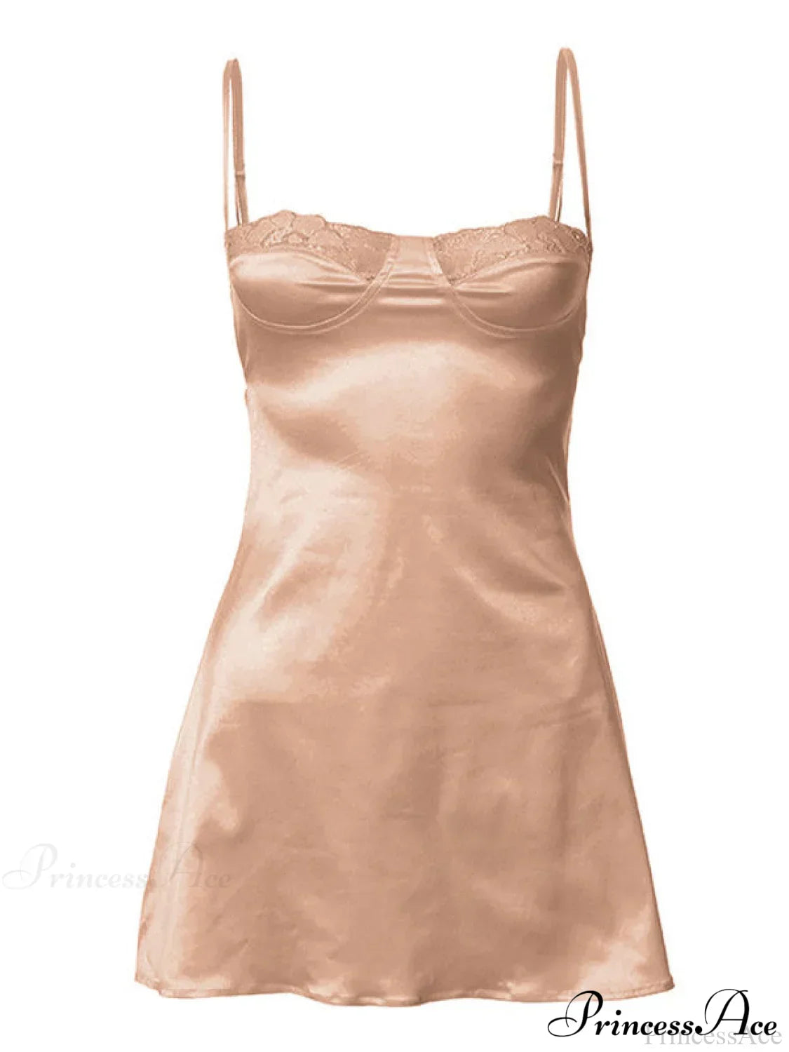 Backless Lace Paneled Trendy Satin Mini Dress - Fashionpara