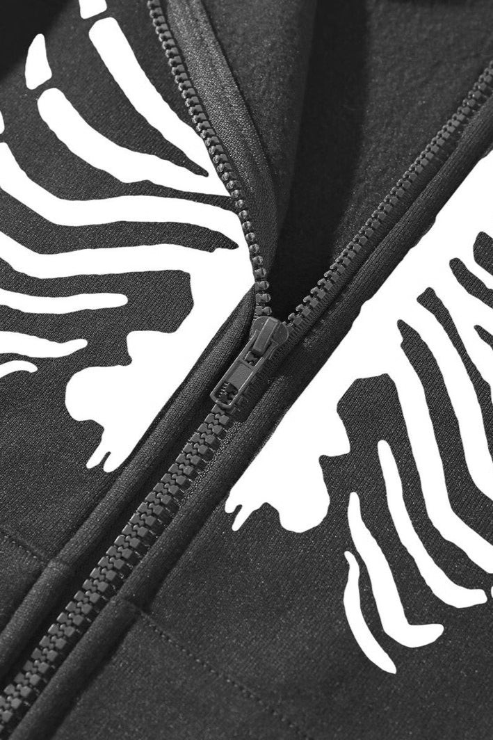 Skeleton Print Relaxed Pullover Hoodie 3