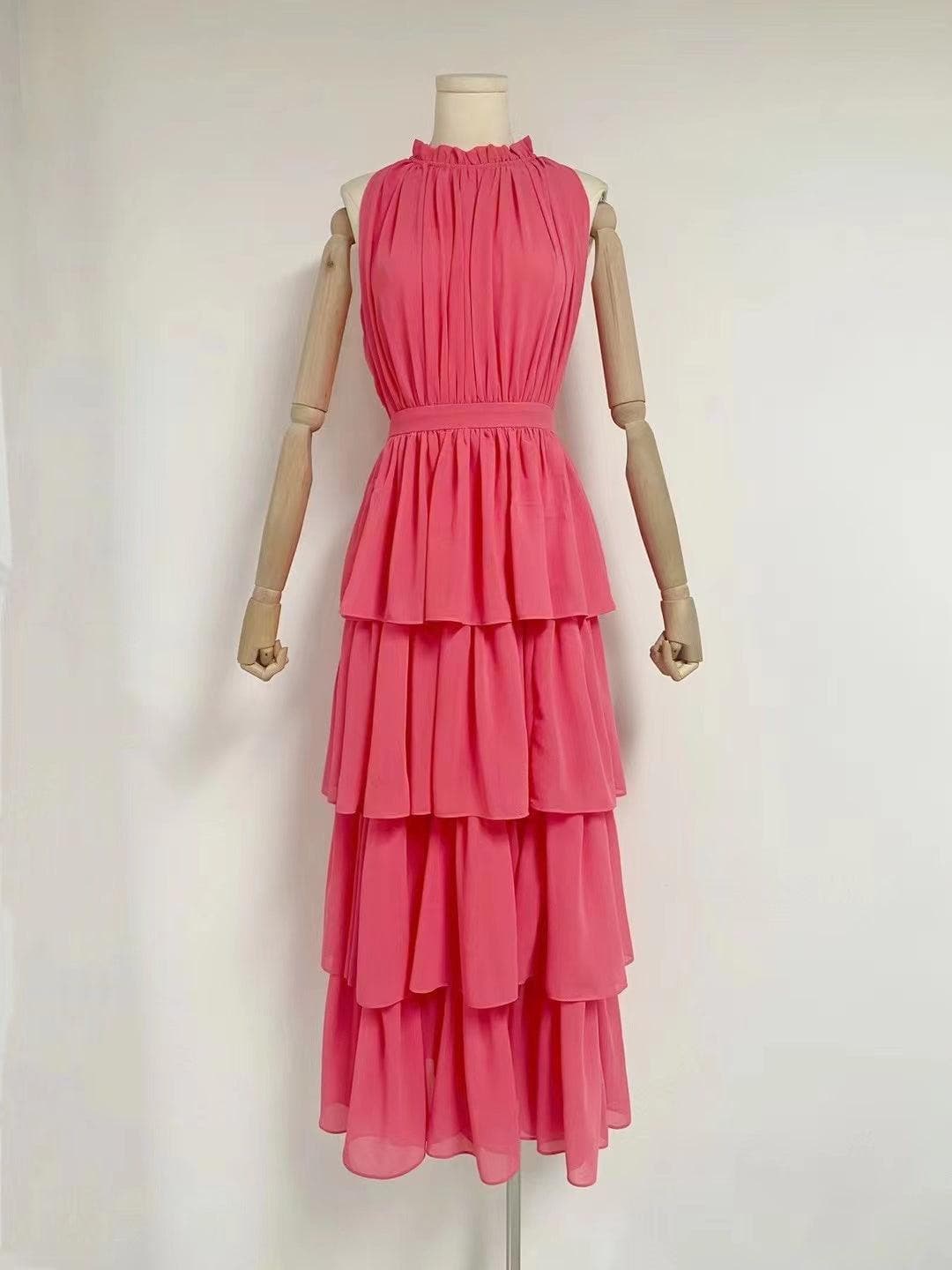 KittenAlarm - Barbara Solid Layered Pleated Dress