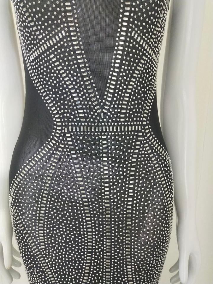 KittenAlarm - Barret Embellished Rhinestone Sheer Maxi Dress