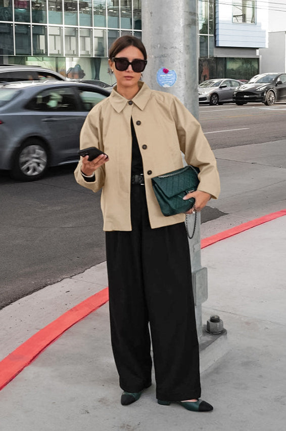 Stylish French Khaki Utility Trench Coat for All Seasons