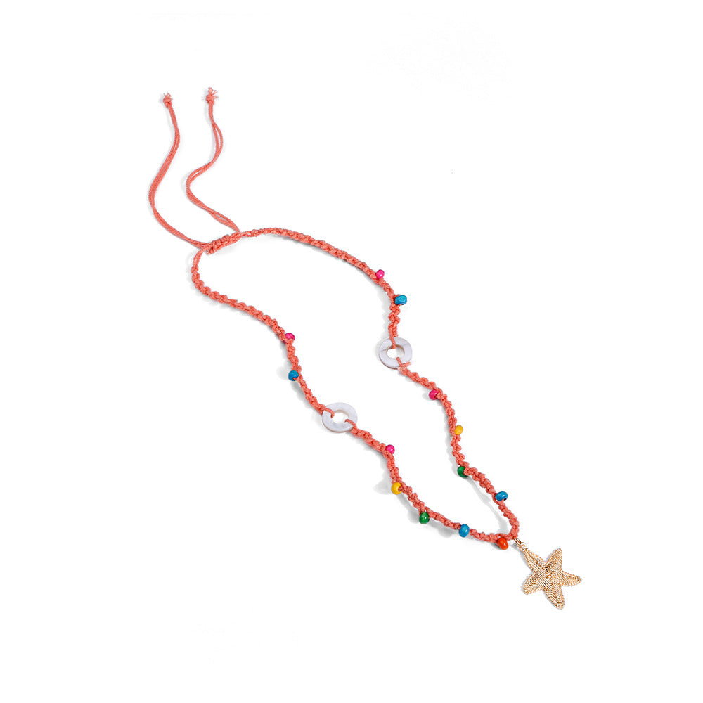 Woven Ethnic Wind Shell Starfish Necklace