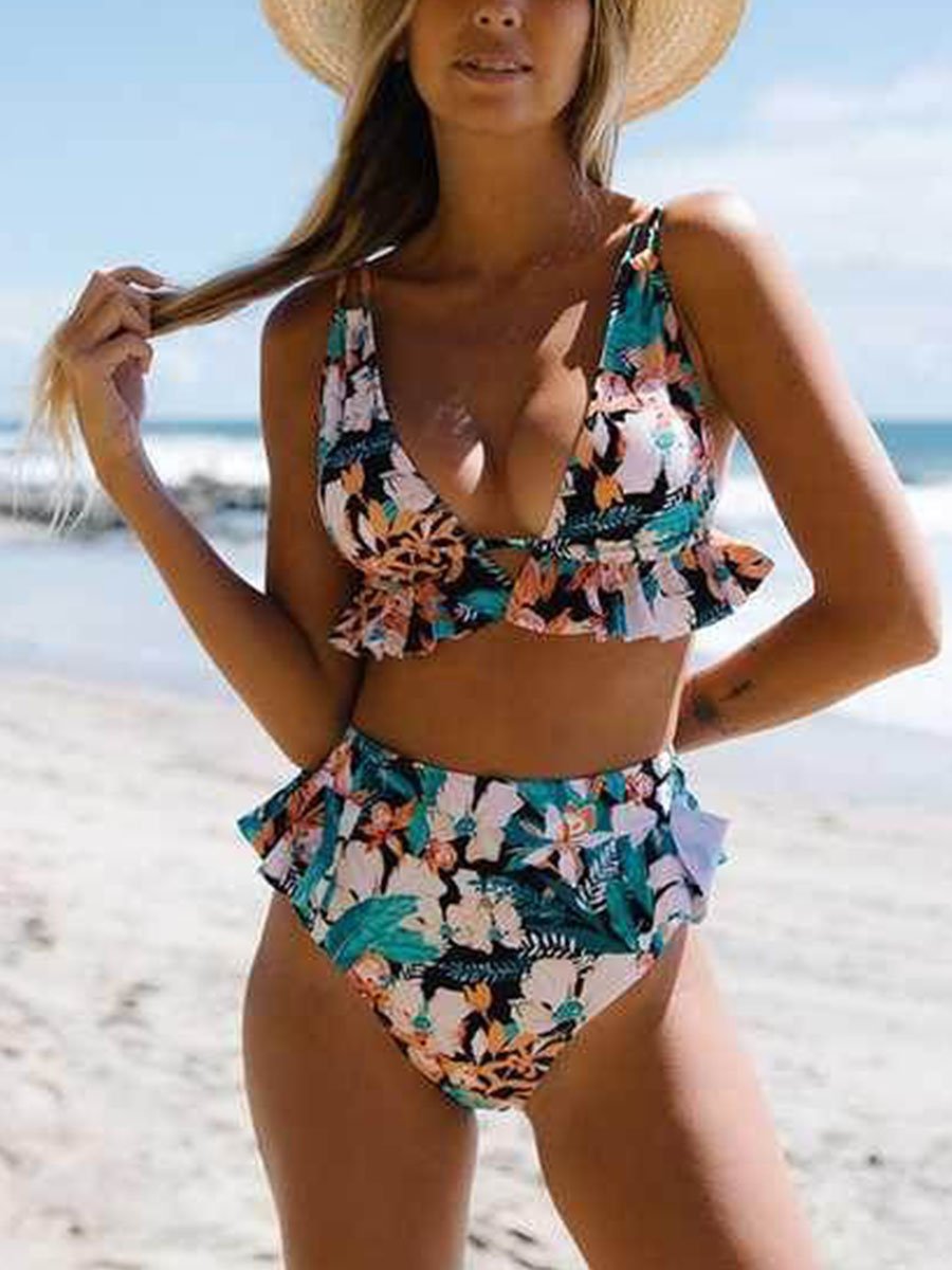 Ruffle Printed Bikini - Fashionpara