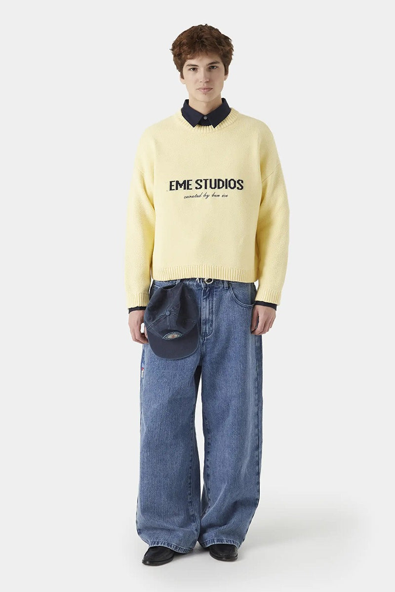 Embroidery Knit Slouchy Pullover Blouse