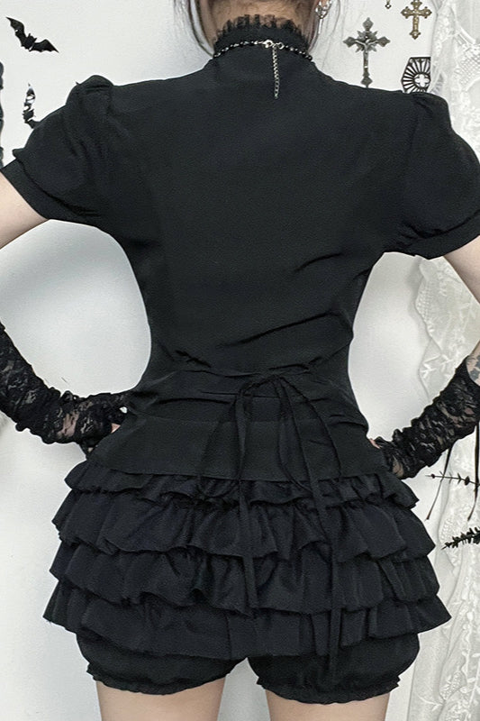 Gothic Slim Lace Patch Blouse