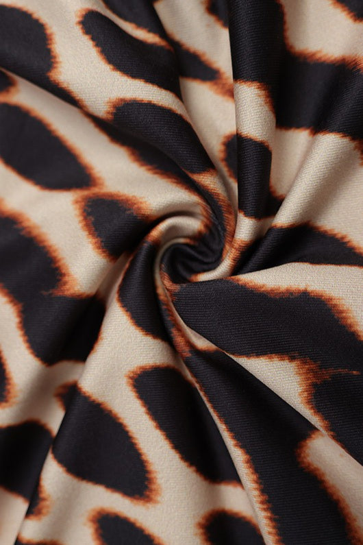 Animal Print One Shoulder High Low Draped Dress