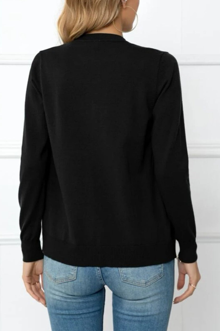 Solid Color Knit Cardigan