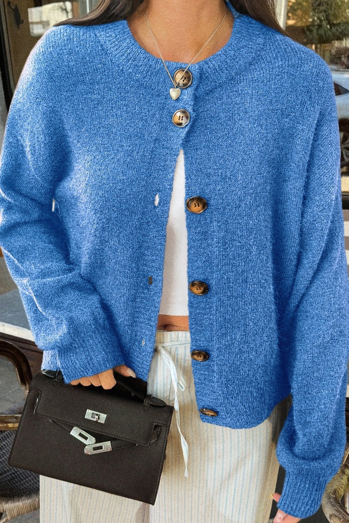 Casual Minimalist Button Front Long Sleeve Coat - Fashionpara