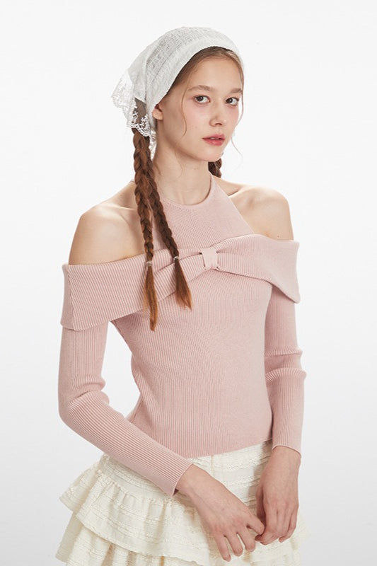 Chic Bateau Neck Cropped Knit Top