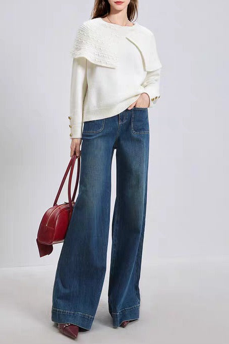 Oversized Collared Pullover Sweater