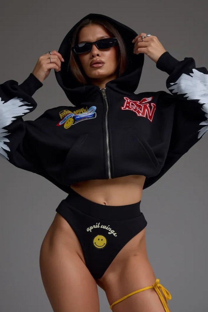 Motorcycle Graphic Zip Up Hoodie