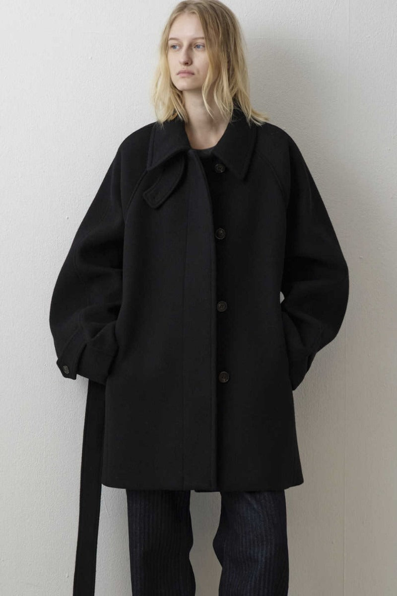Belted Wool Longline Coat - Fashionpara