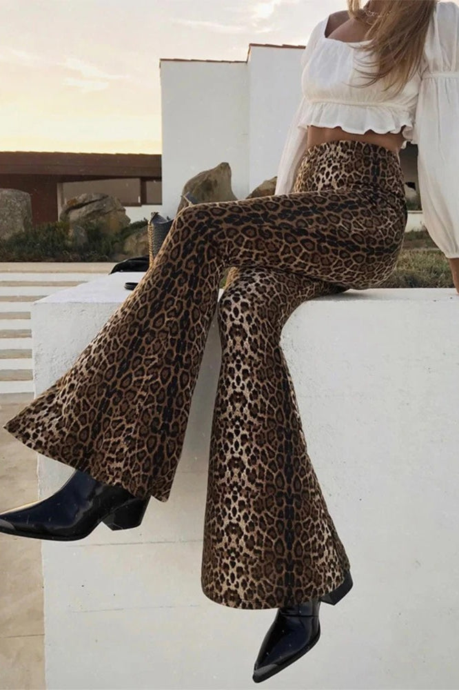 Leopard Print Flare Bodycon Pant