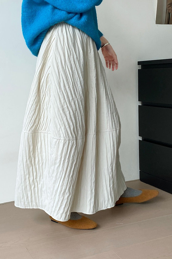 Vintage Quilted Cotton Puffer Midi Skirt