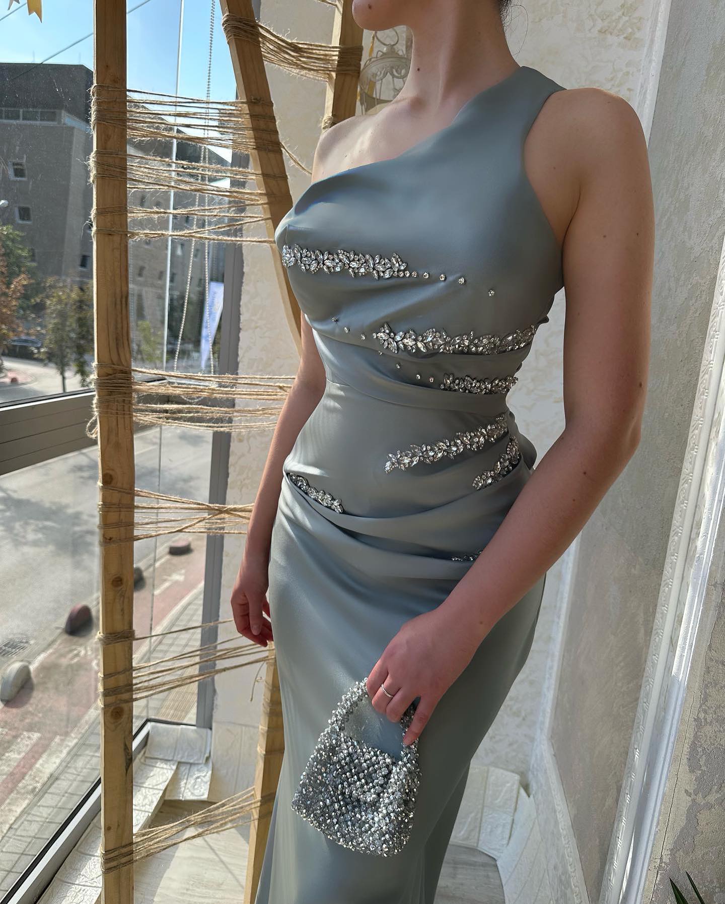 Mermaid Beautiful Long Silver Sleeveless Prom Dress With Beadings - Fashionpara