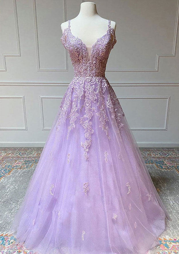 Beautiful Princess Straps Tulle Prom Dress/Evening Dress With Beading Appliqued - Fashionpara
