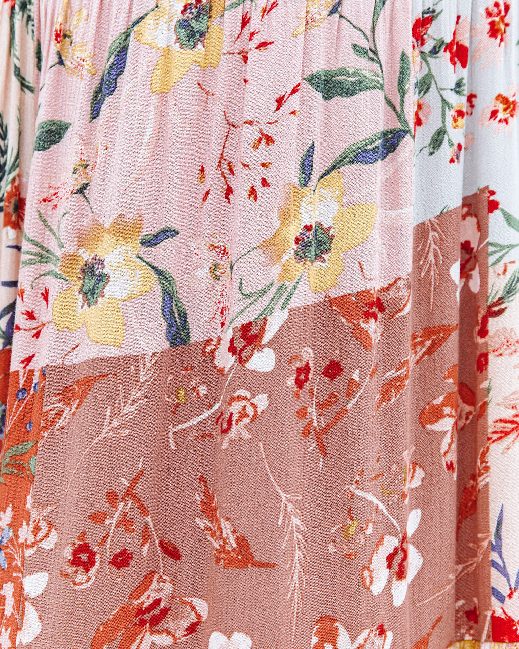 Patchwork Floral Print Tiered Maxi Dress