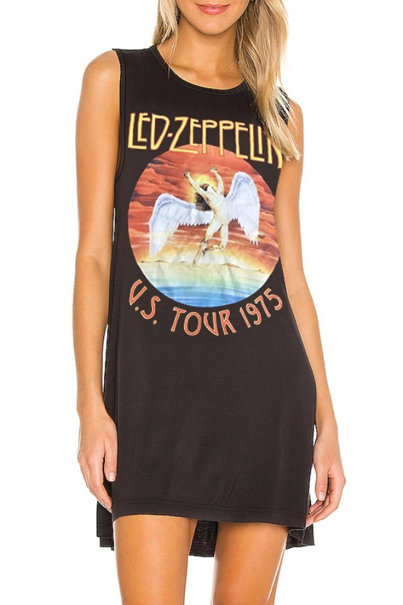 O Neck Casual Stylish Loose Print Black Mini Dress - Fashionpara