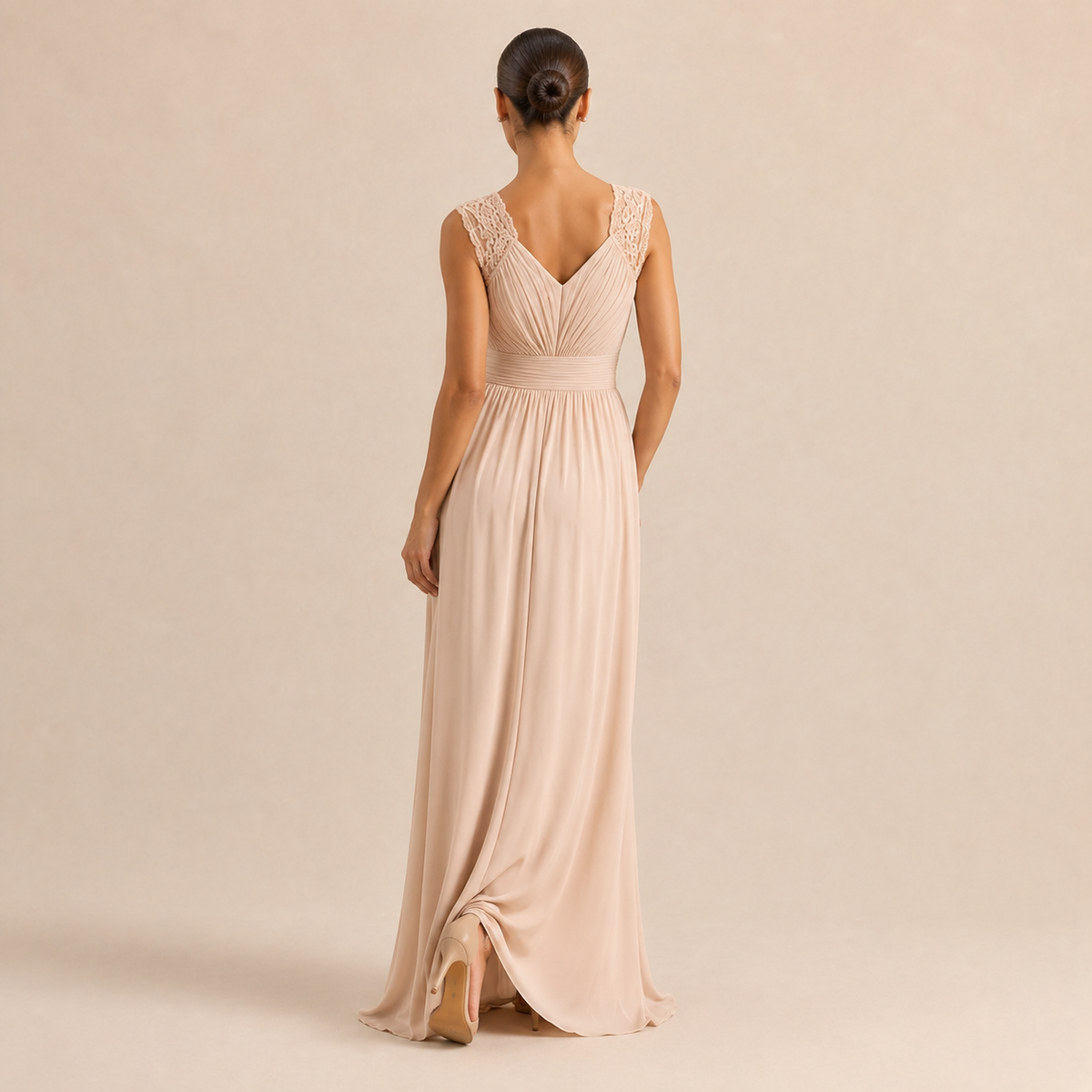 Sweetheart Cap Sleeve High Split Chiffon Maxi Gown 6