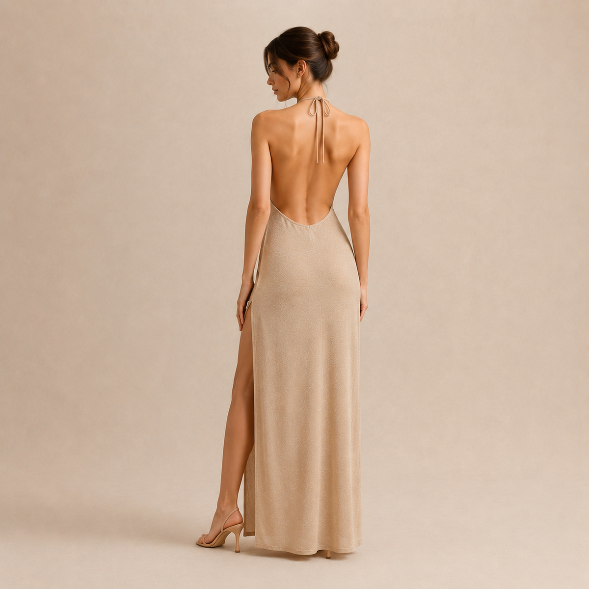 Halter Neck High Split Bodycon Maxi Dress 9