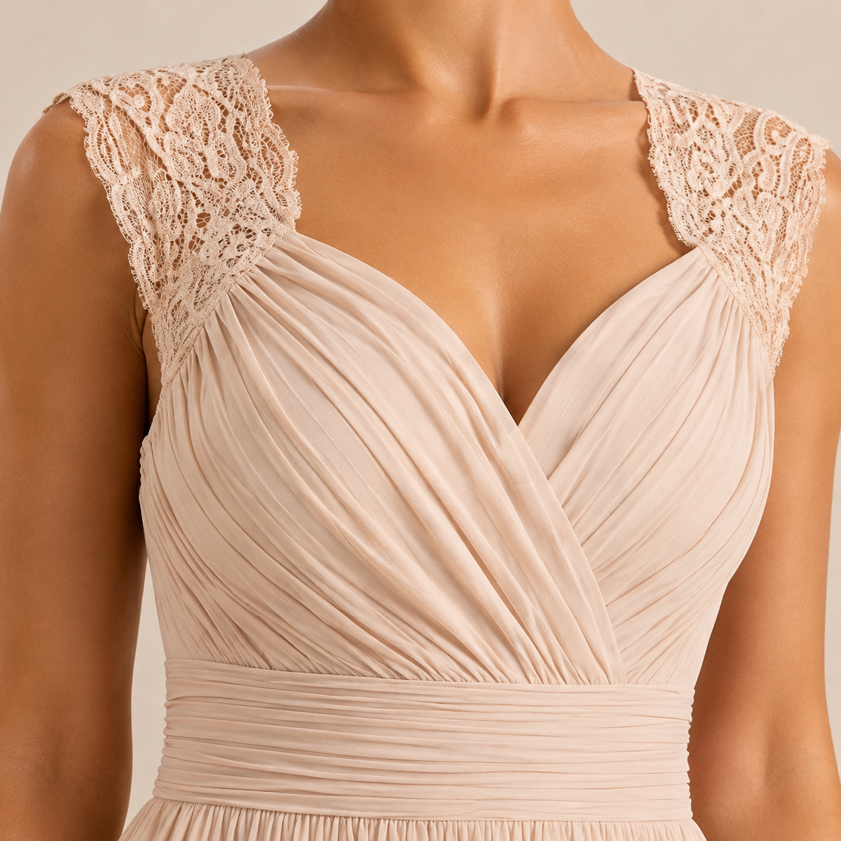 Sweetheart Cap Sleeve High Split Chiffon Maxi Gown 5
